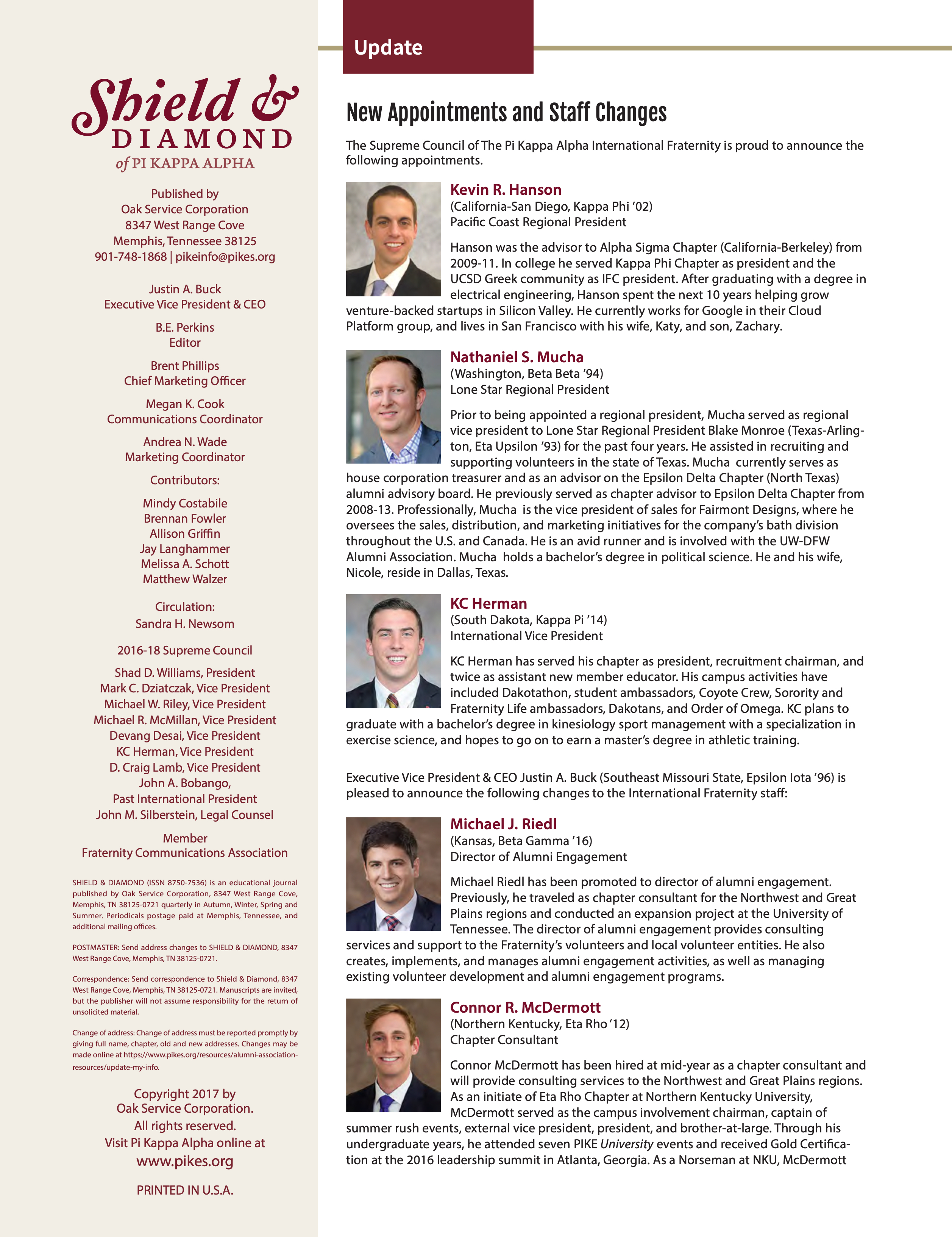 Update: New Appointments and Staff Changes